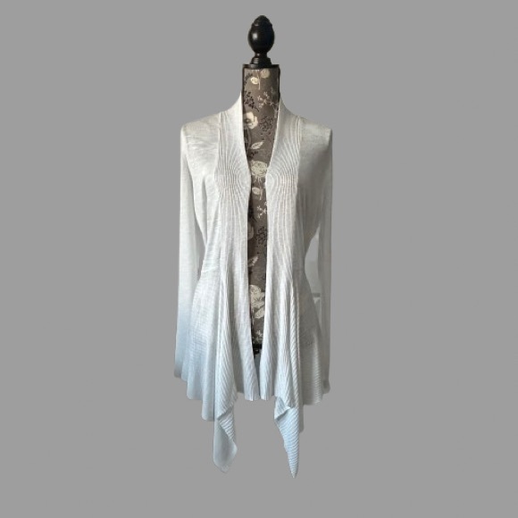 INC International Concepts Women's M White Sleeved Open Front Cardigan Sweater - Picture 2 of 11